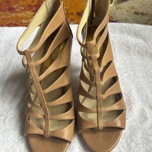 Michael Kors Tan Cutout Leather Heels